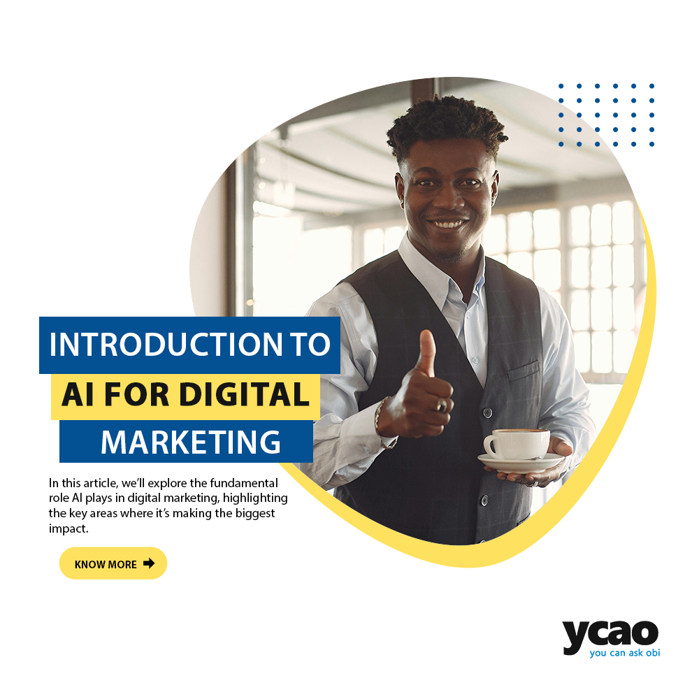 AI-powered digital marketing concept showing automation, data analytics, and personalized user experiences.